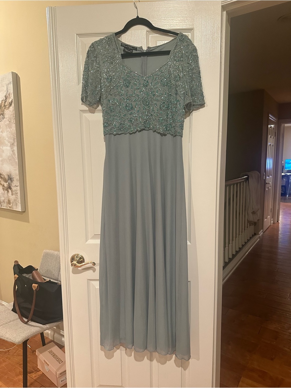 Pisarro Nights Beaded Sage Maxi Dress